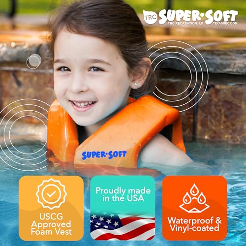 TRC Recreation Super Soft Child Size X Small Life Jacket USCG Approved Vinyl Coated Foam Swim Vest for Kids Swimming Pool ...