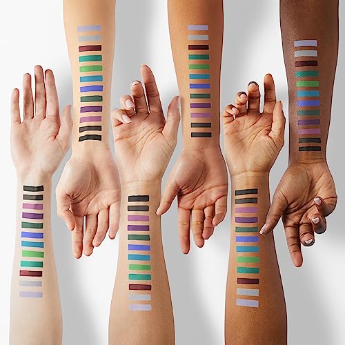 evpct 12Pcs Green Blue White Black Brown Purple Color Gel Glitter Eyeliner Pencils Set for Women Waterline Waterproof Smud...