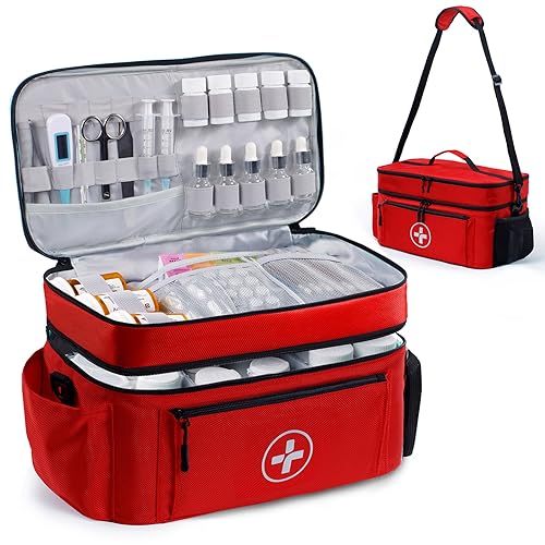 BAGSFY Travel Medicine Bag Organizer, Medical Bag Empty, Pill Bottle Organizer for Home, Large Medication Storage, Travel ...