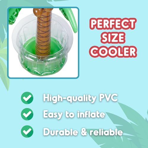Inflatable Palm Tree Cooler 60" - 2 Pack Blow Up Palm Tree Party Cooler, Luau Hawaiian Tropical Beach Theme, Summer Swimmi...
