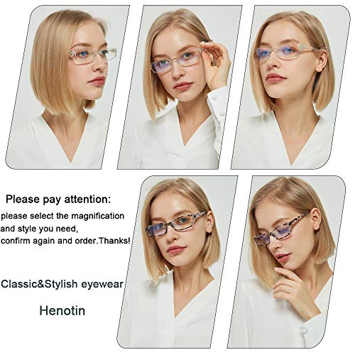 Henotin 5-Pack Reading Glasses Blue Light Blocking Anti Eyestrain Computer Reading Glasses for Women and Men Readers (5 Pa...