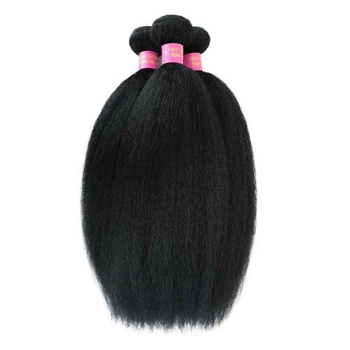 BSBU Kinky Straight Bundles Yaki Straight Bundles Human Hair 16 18 20 inch 12A 100% Unprocessed Virgin Full and Thick 3 Bundles, Silky Soft, No Shedding, No Smell, No Tangle