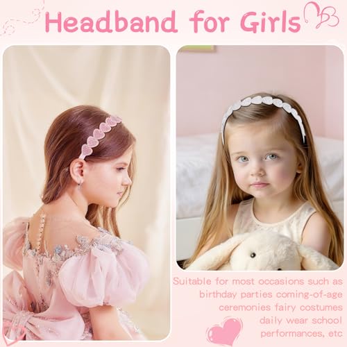 OAOLEER 3 PCS Heart Headbands for Girls,Red Pink White Rhinestone Headband Glitter Love Hairbands Party Wedding Valentines...