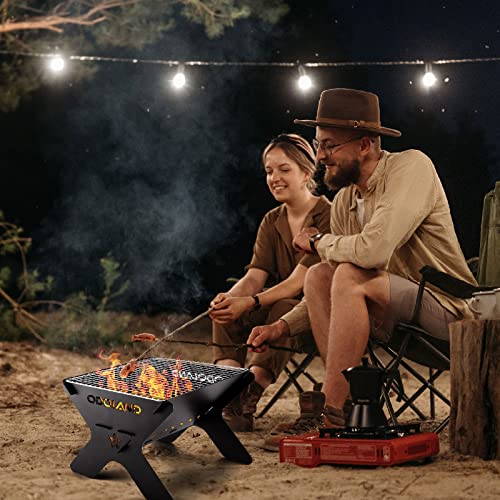 Odoland Camping Campfire Grill, Portable Folding Charcoal Grills, Backpacking BBQ Grill, Heavy Duty Firepit Grill with Car...
