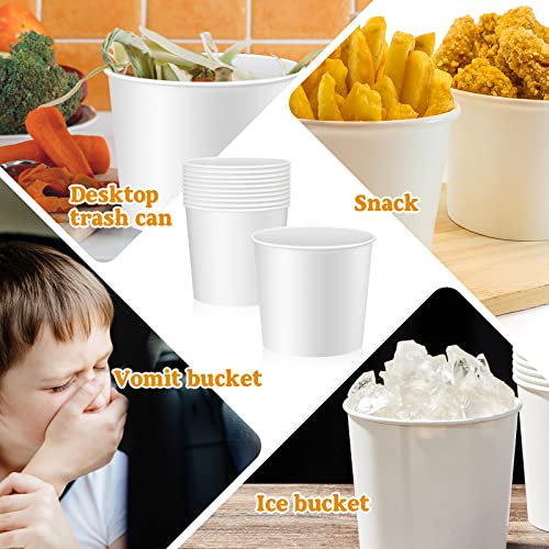 Hoolerry 50 Pcs Disposable Paper Bucket 85 oz White Cardboard Ice Bucket Bulk Ice Holder for Party Food Container Supplies