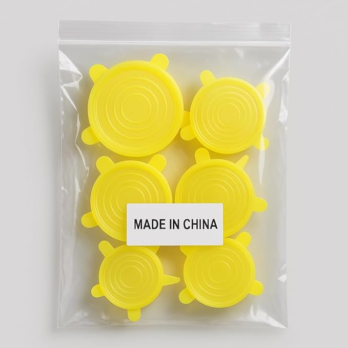 Stretchable Silicone Lids - Set of 6 Reusable Food Covers in One Color - BPA-free, Airtight & Leakproof - Microwave, Freezer & Dishwasher Safe - Eco-Friendly Silicone Stretch Lids (YELLOW)