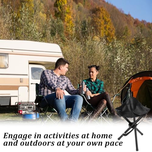 KKONHII 2PCS Portable Folding Camping Stool,Travel Outdoor Tripod Seat,Black Folding Camping Chairs for Camping Party Picn...