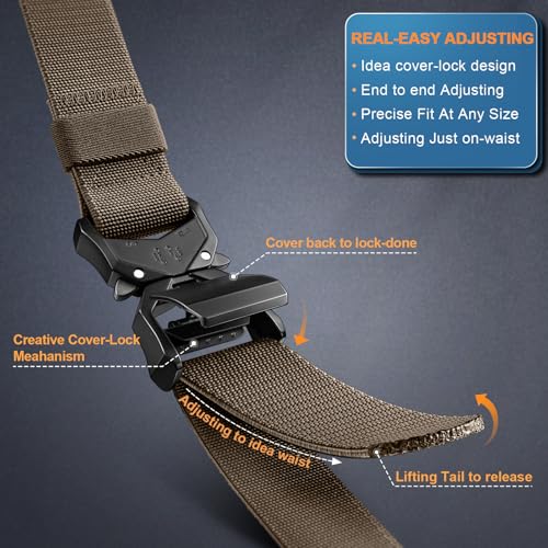 Men's Tactical Belt,Military Rigger Elastic Nylon Belt fo Gift Men Work Heavy Duty 1.5",QUICK RELEASE