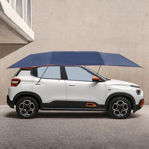 Car Cover Tent 13.78 x 7.2 ft Semi-Automatic Car Shade Canopy Removable Cars Awning Waterproof Sun-Proof Car Umbrella for ...