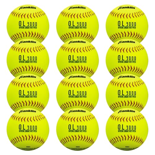 Franklin Sports Official Game Softballs - OL3000 Fastpitch 12" Inch Yellow Softballs - Official Size + Weight Tournament Balls for Practice + Games - 1 Softball