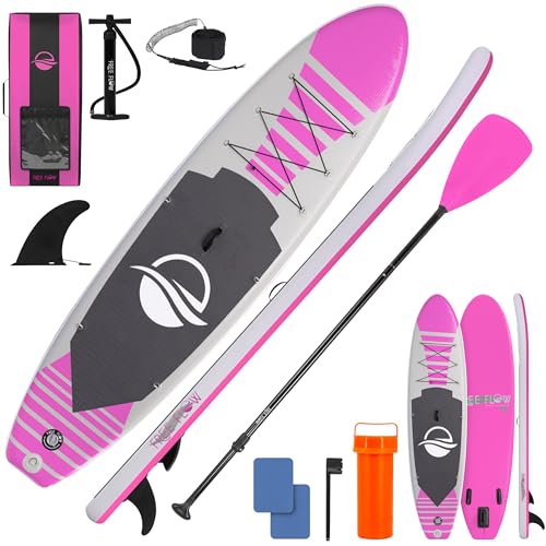 SereneLife 10’6” Inflatable Paddle Board with SUP Accessories, Wide 32” Stand Up Paddle Board, Non-Slip Deck Pad, Adjustab...