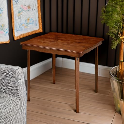 Meco Stakmore Stylish Durable Versatile Square Solid Wood Scalloped Edge Compact Folding Traditional Card Table for Home U...