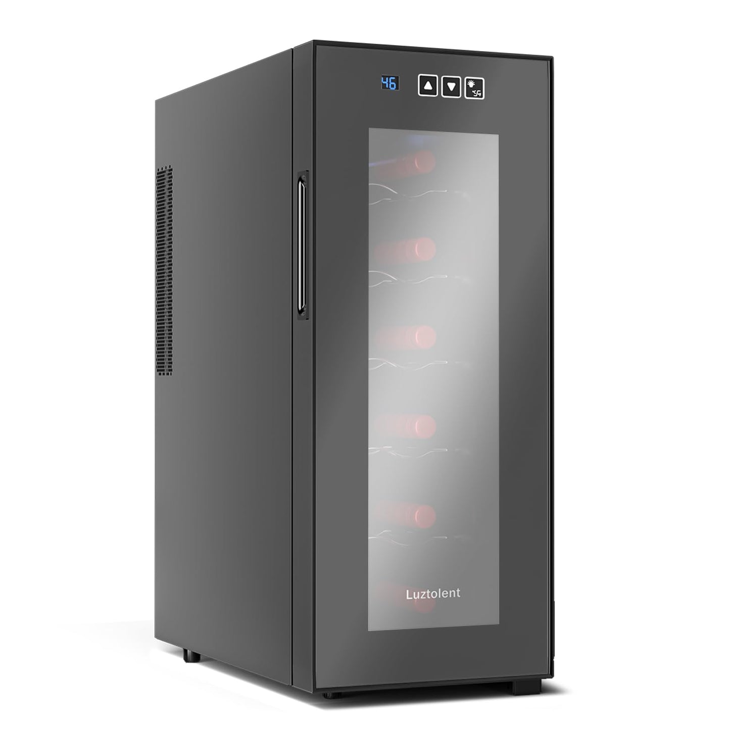 Luztolent 12 Bottles Wine Fridge, Wine Cooler Refrigerator, 46-66℉ Digital Temperature Control & Double-chip Cooling System, 38dB Low Noise, Small Fridge for Kitchen, Condo, RV