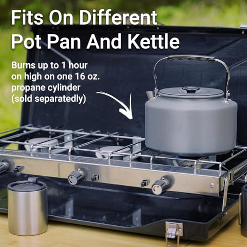 FineFlame 3-Burner Propane Camping Stove 19800 BTUs, Portable Camp Stove with 3 Adjustable Burners and Push-Button Instant...