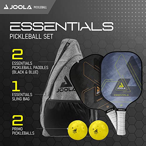 JOOLA Beastmode by Marshawn Lynch or Essentials Pickleball Paddle Set of Two with Reinforced Fiberglass Surface and Honeycomb Polypropylene Core ? Includes 2 Rackets, 4 Balls, and Storage Carry Bag