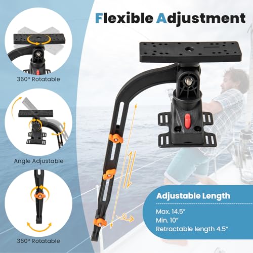 Goplus Fishing Float Tube Accessories, 360° Rotatable Fish Finder Holder w/ Mount Bracket, Rod Rack w/ Storage Basket fit ...
