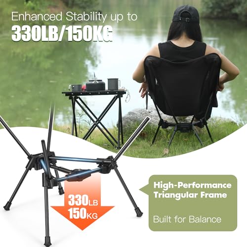 AuroraTrail Ultralight Backpacking Camping Chair – Only 2.7 lb, Supports 330 lb, Compact Folding Outdoor Seat with Carry B...