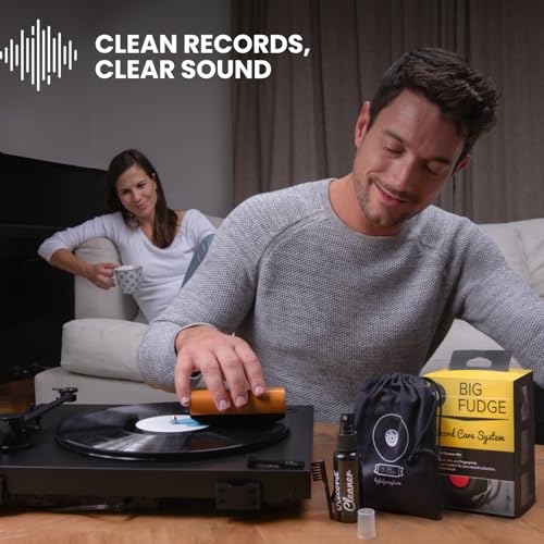 Big Fudge Vinyl Record Cleaning Kit - 4-in-1 Record Cleaner Solution - Includes Ultra-Soft Velvet Record Brush, Cleaning L...