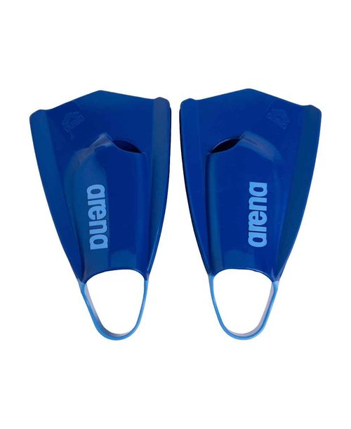 Arena Unisex Adult Powerfin Pro II Swim Training Fins Men and Women Silicone Short Blade Flippers Left/Right Customized, Blue, Size 4.5-5.5
