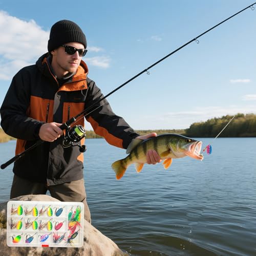 SANWEAL 10/15/16/20PCS Rooster Tail Fishing Lures – High-Efficiency Trout Lures with Brass Spinner, Spinner Baits in Multi...