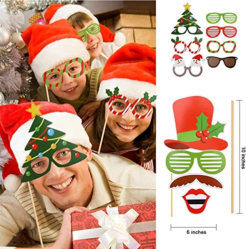 ILamourCar 32 Pcs Christmas Photo Booth Props, Funny Christmas DIY Selfie Props for Adults Kids Xmas Decoration Supplies