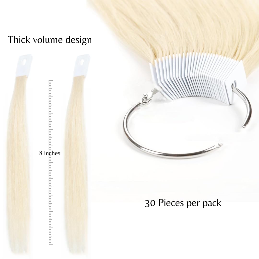 RINBOOOL Hair Swatches for Testing Color, Tone Level 10 Lightest Blonde 60, Real Natural Remy Human Hair Sample Chart Rings, 30