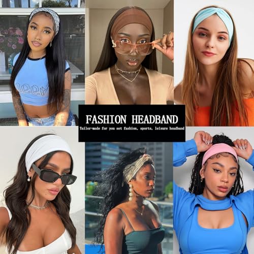 XTREND 6 Pcs Women's Headbands Twisted Cross Elastic Head Band Yoga Workout Head Non-Slip Sweat Soft Headbands Solid Color...