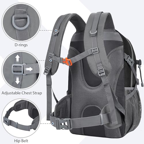 Komofa Hiking Backpack 30L Lightweight Travel Daypack Small Day Pack for Men Women Outdoor Camping Backpacking, Black