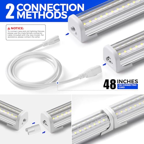 Barrina T8 LED Shop Lights for Workshop 4FT, 50W, 6500K, ‎Super Bright White, Clear Cover, Ceiling, V-Shape Shop Light Fix...