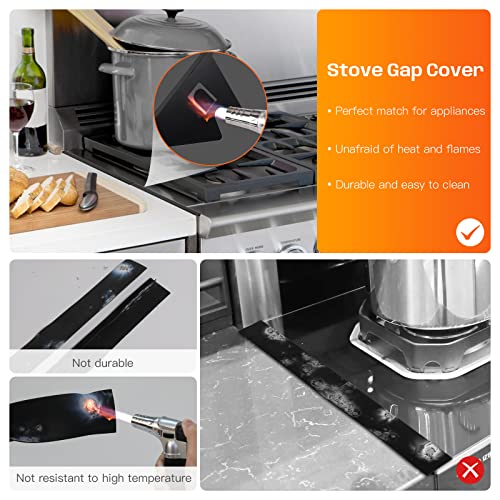 Stainless Steel Stove Gap Covers,Stove Gap Filler, Range Trim Kit, Stove Gap Guards, Heat Resistant and Easy to Clean, Eas...