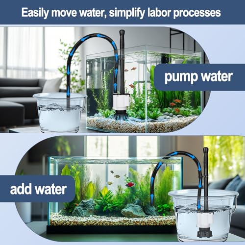 AQQA Electric Fish Tank Cleaner – 30W Aquarium Water Changer with Gravel Vacuum, Corner Nozzle Brush, Oxygen Boost etc Com...
