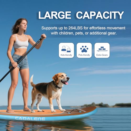 CADALENE Inflatable Stand Up Paddle Board with SUP Accessories, Anti-Slip EVA Deck, Family-Friendly SUP Boards for Adults...