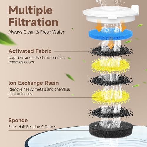 PETIMI Glass Cat Water Fountain, 2.7L/91 oz Ultra-Quiet Pet Fountain, Automatic Water Dispenser for Cats & Small Dogs, Spi...
