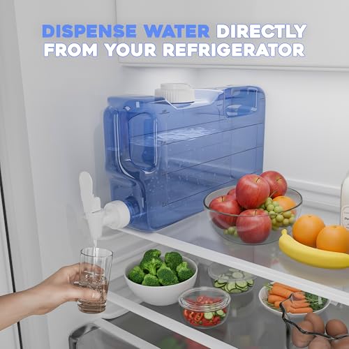 Refrigerator Water Dispenser 1.1 Gallon Bottle with Spigot - BPA Free Plastic Slim Water Jug with Spout Leak Proof | Refil...