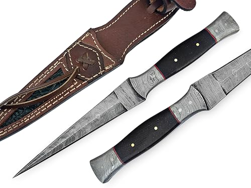 Generic Handmade Damascus Hunting Knife with sheath - Fixed Blade Hunting Knives for Men - Handmade Damascus Double Edge D...