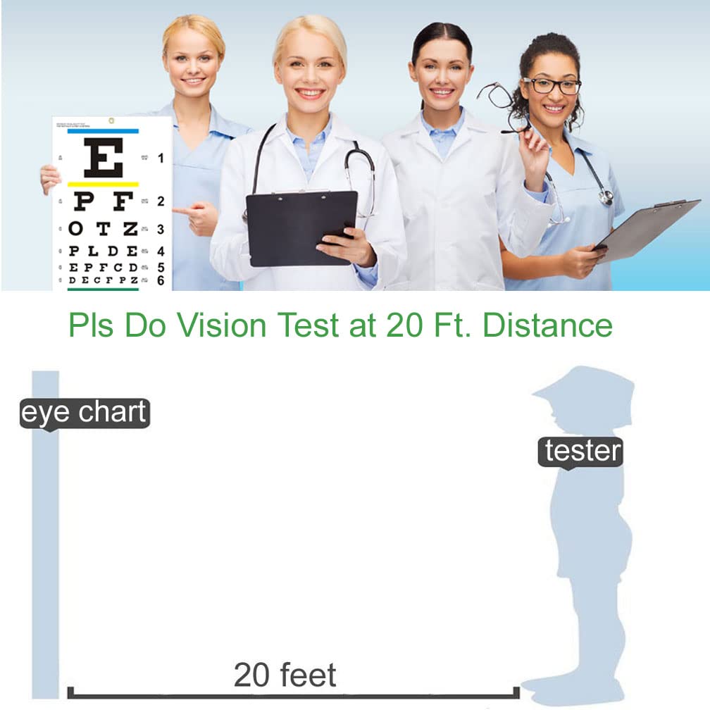 Eye Chart, Upgraded Snellen Eye Chart for Eye Exams 20 Feet, 22x11 Inches Plastic Low Vision Eye Charts Wall Chart with Metal Eyelet for Kids Gifts Wall Decoration (20 Feet Test Distance)