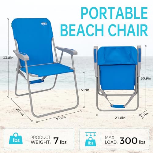 #WEJOY Folding Beach Chair for Adults, Lightweight Beach Chair with Shoulder Straps, High Back Beach Chairs with Hard Armr...