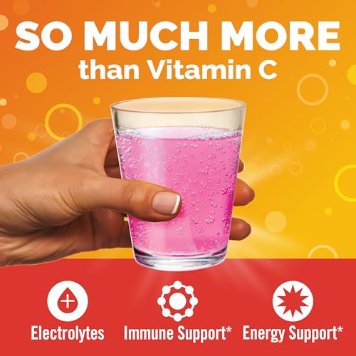 Emergen-C 1000mg Vitamin C Immune Support Powder Pink Lemonade 30CT includes Zinc, Manganese, 7 B Vitamins and Electrolyte...
