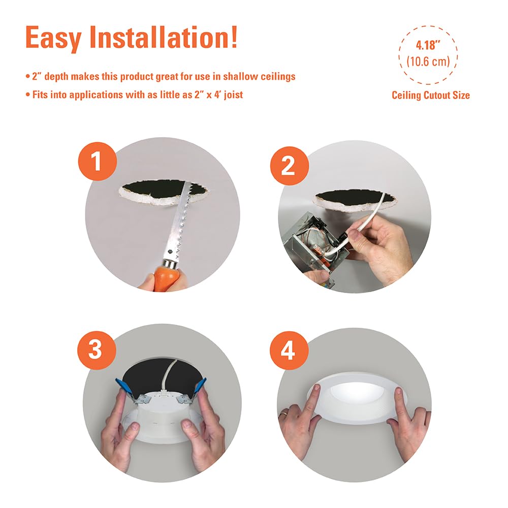 HALO RL 4-Inch Indoor/Outdoor Canless LED Recessed Lighting Downlight with Selectable Color Temperatures - RL4069FSD2W1EWHDM
