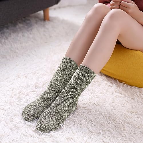 LINEMIN Wool Socks for Women Winter Warm Hiking Thick Warm Cozy Boot Crew Gift Socks 5 Pairs