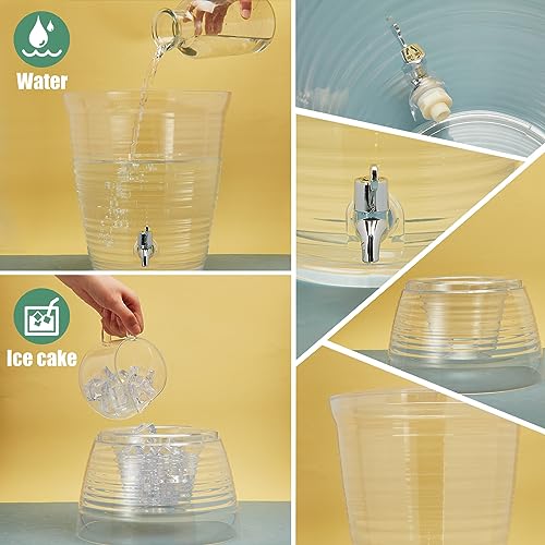 Tioncy 2 Pcs Acrylic Beverage Dispenser with Spigot 2.7 Gallon/ 10 l Clear Drink Water Dispenser Countertop with Detachabl...