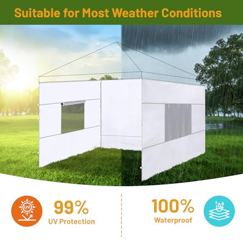 3 Pcs 10x10 Canopy Sidewalls with Roll-up Windows for 10x10 Pop Up Canopy Straight Leg Outdoor Instant Canopy Walls Waterp...