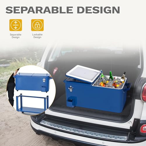 DWVO Ice Chest with Wheels,80 Quart Rolling Cooler with Bottle Opener Drainage