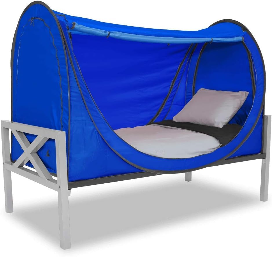 Privacy Pop up Eclipse Bed Tent Bed Drapes (Blue, Full)
