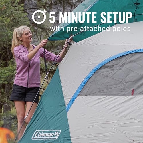 Coleman Skydome Tent with 5 Minute Setup, 2/4/6/8-Person Weatherproof Tent with Rainfly & Carry Bag, 20% More Headroom Tha...