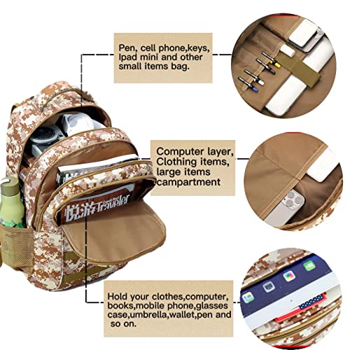 HYSANOG Boys Backpack for School,Military Teen Boys Backpack with USB Charging Pot,Camo Backpack Men 40L