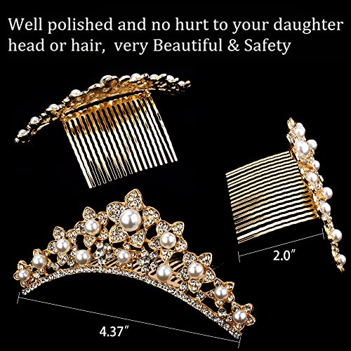 ANBALA Small Tiara Crown with Hair Comb, 3 Pack Mini Tiara Crown Princess Crystal Shiny Hair Accessories for 2 3 4 5 6 7 8...