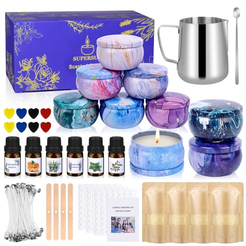 SUPERSUN Candles Making Kit for Adult - Christmas DIY Gift for Beginner, Includes Beeswax, Essential Oils, Dyes, and More ...