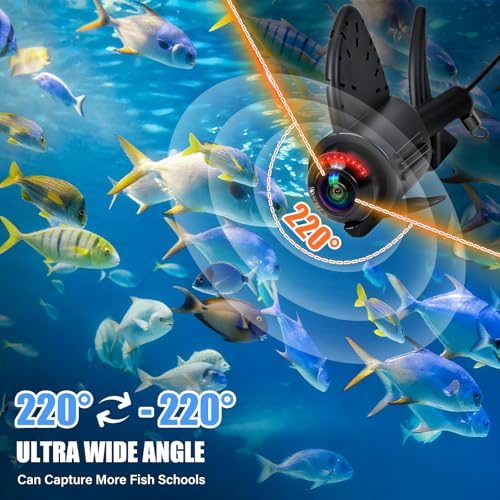 Underwater Fishing Camera,6 Inch Fish Finder Depth Finder, Portable Fishfinder with 1280 * 720 AHD Display, 80FT/Waterproo...