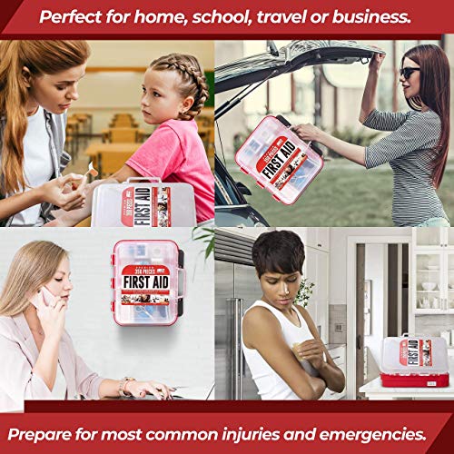 M2 BASICS Professional First Aid Kit, 350 Pieces, Wall Mountable with Dual Layer Organization for Home, Business, Car, Veh...